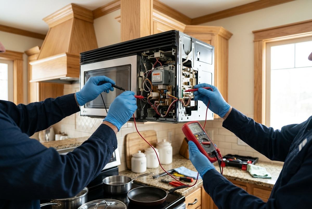 Microwave Repair technician at work