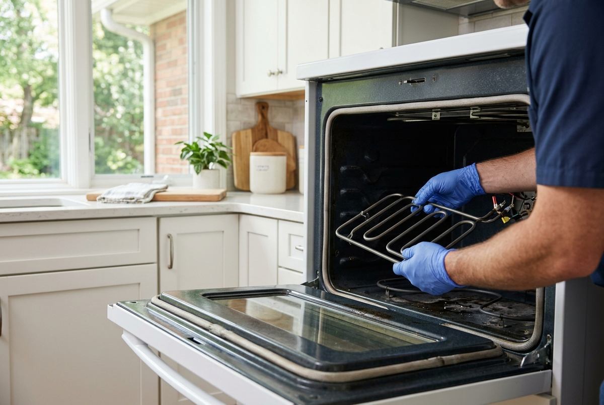 Oven Repair technician at work